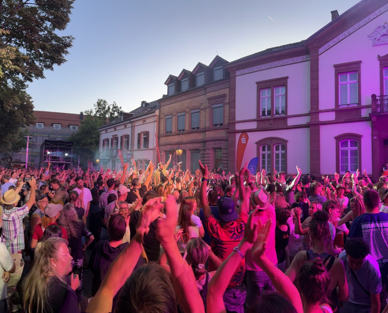 Menge Jubelt mit Band in der Masse